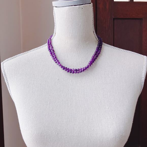 Signed Jay King DTR Amethyst Sterling Silver Double Strand Multi Strand Necklace - Picture 4 of 11